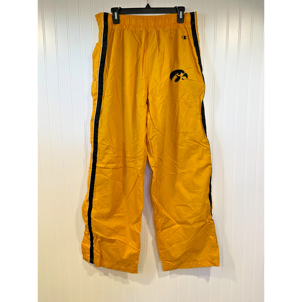 Vintage 90's Champion Iowa Hawkeyes Tear Away Snap Off Track Pants YellowSize XL